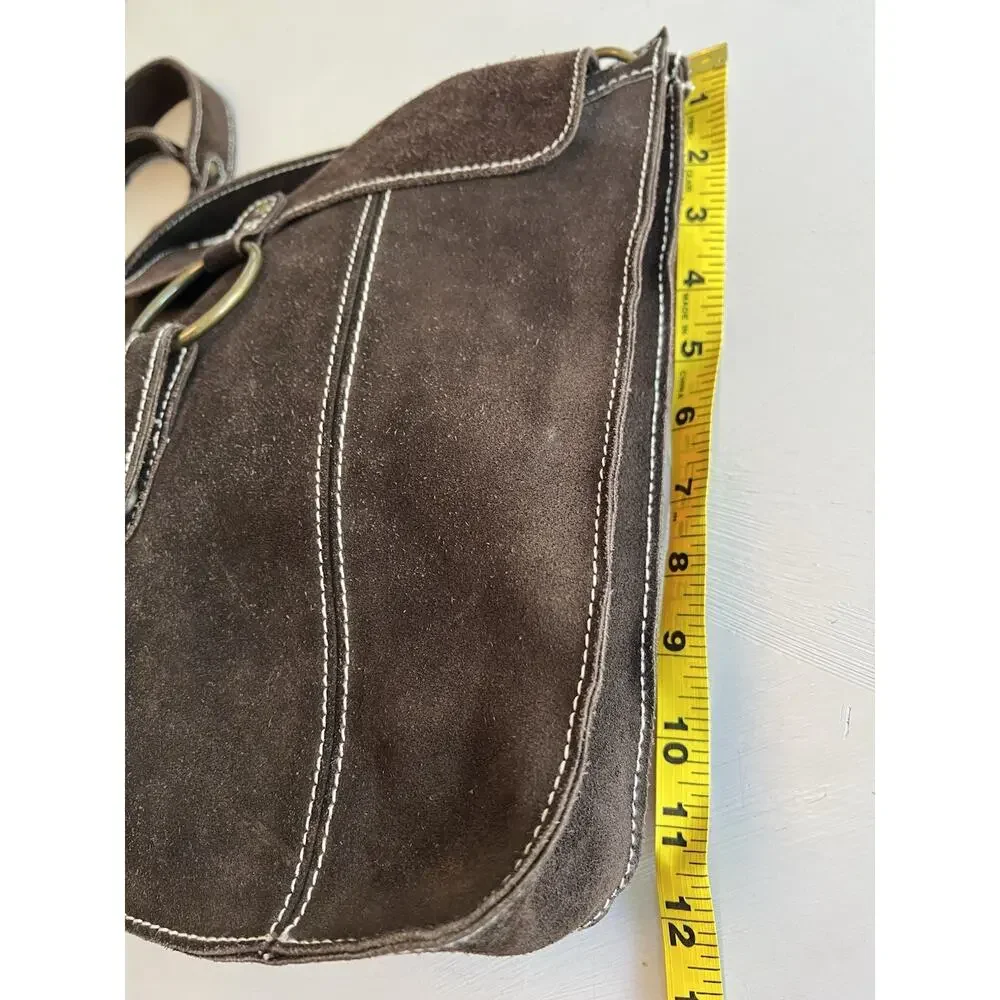Vintage GAP Brown Suede Leather Crossbody Bag Purse Y2K Festival Boho